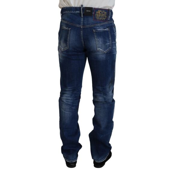 Dsquared² Blue Washed Patchwork Straight Fit Denim Men's Jeans (Pre-Owned) - Picture 3 of 4